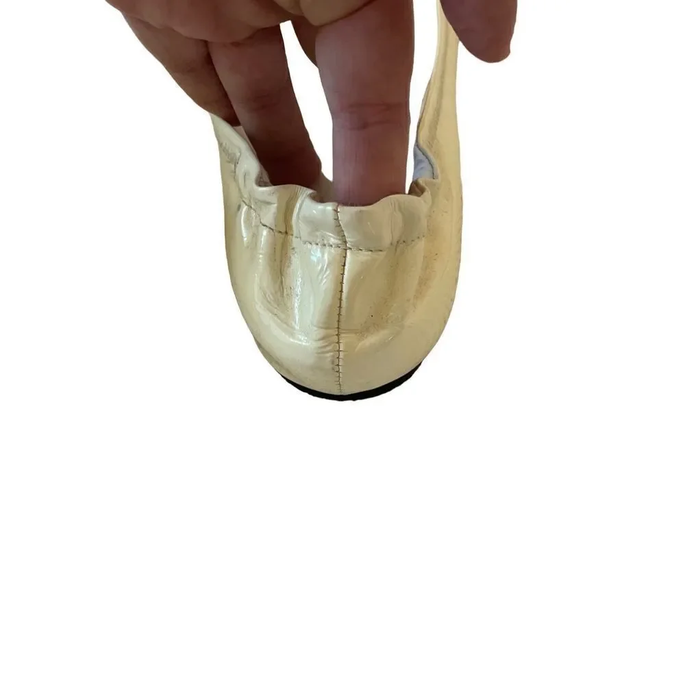 Tory Burch Women's White Patent Leather Slip On Ballet Flats Size 7